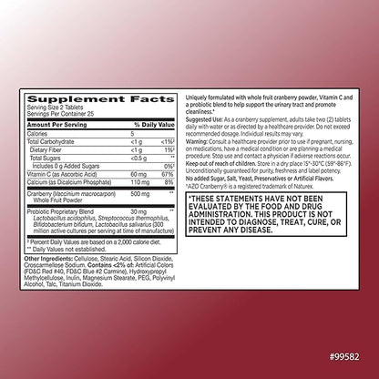 Quality Choice Urinary Tract Support Cranberry + Probiotic Tablets with Vitamins 60 Count