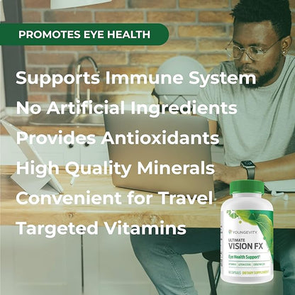 Youngevity Ultimate Vision FX™ - Eye Vitamin & Mineral Supplement Blend - Lutein, CoQ10, Vitamins A, C, E, Zinc, Chromium, Selenium for Eye Health (60 Capsules)