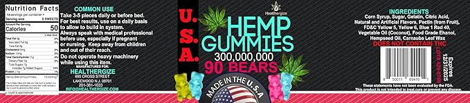 Hemp Gummies for Sleep Gummies Calm Bears, Discomfort, Skin-Peace and Relaxation, Fruity Flavors, Natural Hemp Oil Gummy Bears Edibles-Made in USA-90 Bears