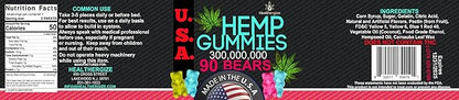 Hemp Gummies for Sleep Gummies Calm Bears, Discomfort, Skin-Peace and Relaxation, Fruity Flavors, Natural Hemp Oil Gummy Bears Edibles-Made in USA-90 Bears