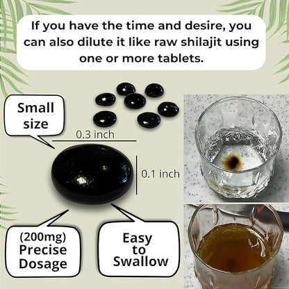 Shilajit Shampoo 8.45oz and Pure Raw Shilajit Tablets (60 Count) Bundle - Natural Care for Hair & Vitality Boost