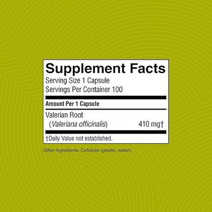 Nature's Sunshine Valerian Root, 100 Capsules | Herbal Supplement Promotes Relaxation, Supports Sleep, and Delivers Natural Nervous System Support