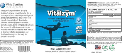 Original Proteolytic Systemic Digestive Enzyme Formula Serrapeptase Source | Immune and Joint Support Increase Blood Flow Cardio Function | Healthy Men Women (450 Capsules)