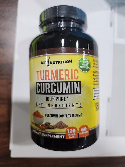 Turmeric Curcumin Complex with Piperine, 100% Pure - 120 Capsules