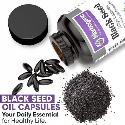 Cold Pressed Black/Seed Oil Softgels Capsules - 90 Count - Blended with Other Herbal Products-Supports Overall Health welness and Immunity (Black-Seed)