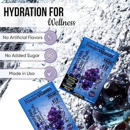 Electrolytes Powder Plus, Keto, Blueberry Grape, Sugar Free, Pink Himalayan Salt, 1000mg Potassium, 120mg Calcium, 120mg Magnesium, Non-GMO, Zero Calories, (16 Hydration Packets)