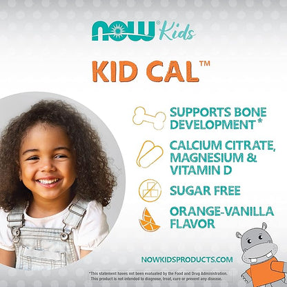 NOW Foods Supplements, Kid Cal with Calcium Citrate, Magnesium and Vitamin D, Tart Orange, 100 Chewables, packaging may vary
