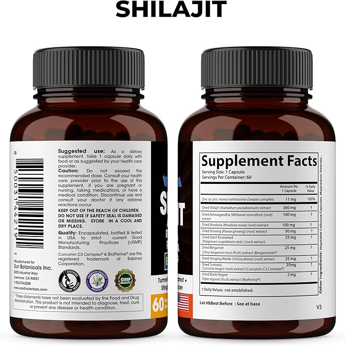 Sandhu Herbals Shilajit, Sea Moss & Zinc 50mg Supplement Combo | Supports Natural Energy, Immune and Cognitive Health