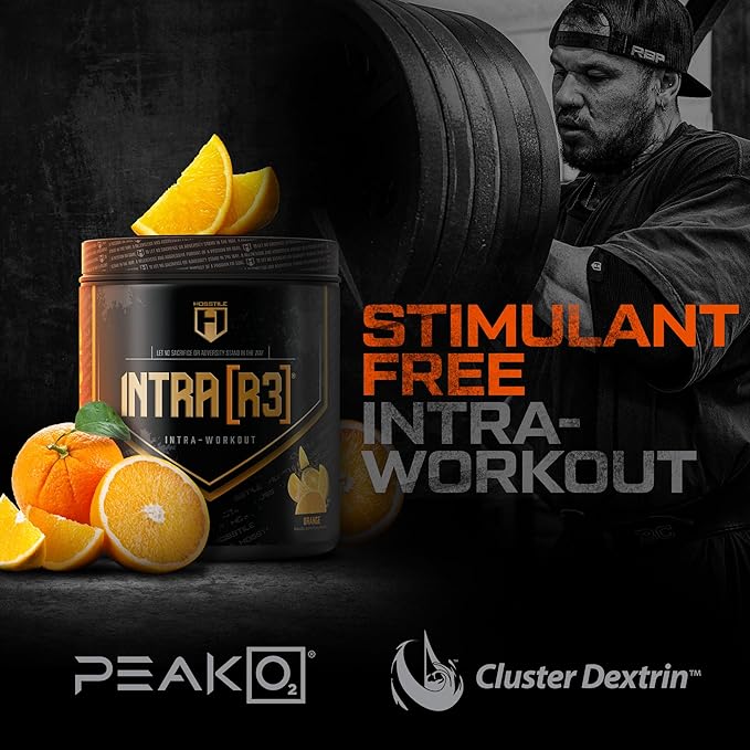 HOSSTILE Intra[R3] Intra Workout Powder, Intra Workout Carb, EAA & BCAA Drink, Enhance Energy & Endurance, Improve Muscle Recovery, Build Lean Muscle, Orange, 20 Servings