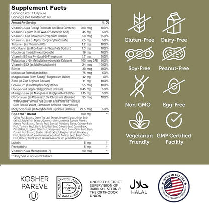 Zahler Multivitamin 50+, Iron-Free Formula + Lutein for Eye Health, 60 Capsules.