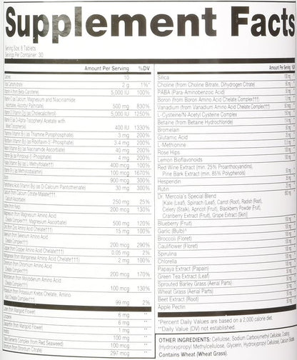 Dr. Mercola Whole Food Multivitamin Plus Vital Minerals Dietary Supplement, 30 Servings (240 Tablets)