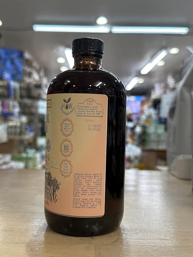 Ethiopian Black Seed Oil 16oz – Extra Strength 3x Thymoquinone – 100% Pure Cold-Pressed Nigella Sativa – Immune, Joint, Hair and Skin Support