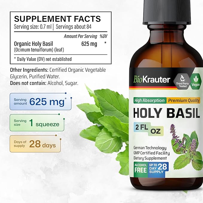 BIO KRAUTER Holy Basil Tincture 2 Fl. Oz. & Lemon Balm Tincture 2 Fl. Oz.