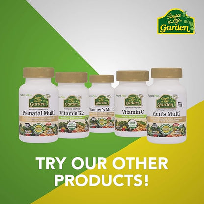 NaturesPlus Source of Life Garden Certified Organic Men's Multivitamin - 90 Vegan Tablets - Pure, Natural Whole Food Ingredients - Energy Boost - Vegetarian, Gluten-Free - 30 Servings