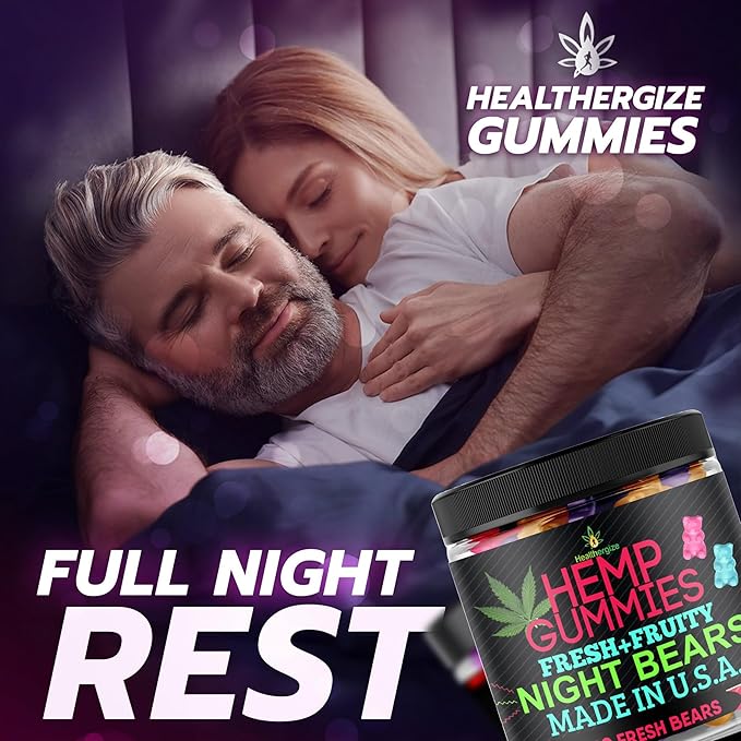 Hemp Gummies for Sleep-High Potency Calm Relaxation Night-Time, Peace and Relaxation, Fruity Gummy Bear Edibles, Good Mood, Restful Bedtime-Natural Hemp Oil Omega-Made in USA