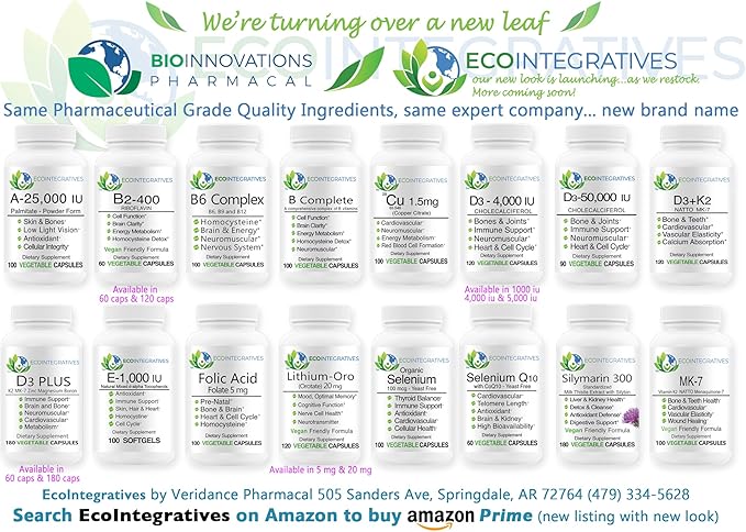 EcoIntegratives B2-400 Pure Riboflavin - Nervous System Health, Homocysteine Detox, Cardiovascular, Helps Boost Energy, Mental Clarity, Metabolism and Cell Function 120 Vegan Capsules