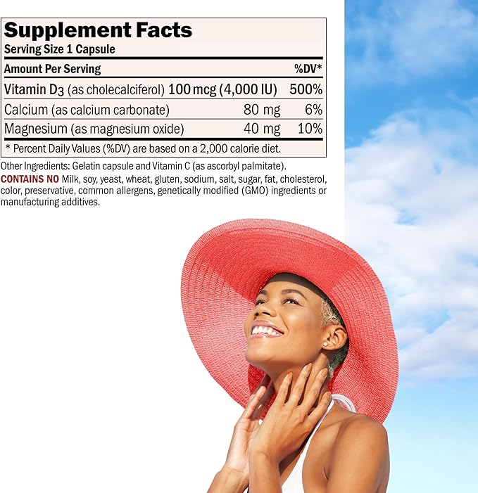 ANDREW LESSMAN Vitamin D3 4000 IU 180 Capsules - High Potency, Essential for Calcium Absorption, Supports Bone Health, Healthy Muscle Function, Immune System, More. Small Easy to Swallow Capsules