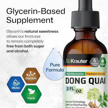 BIO KRAUTER Dong Quai Tincture - Angelica Root Liquid Extract - Women’s Health Support - Alcohol and Sugar Free Angelica Tincture - Vegan Dong Quai Drops 2 Fl.Oz.