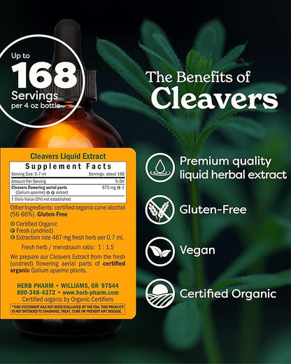Herb Pharm Cleavers Liquid Extract - 4 Ounce