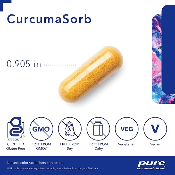 Pure Encapsulations CurcumaSorb 180's - Meriva Curcumin Phytosome - Supports Joint Health* - Gluten Free & Non-GMO - 180 Capsules