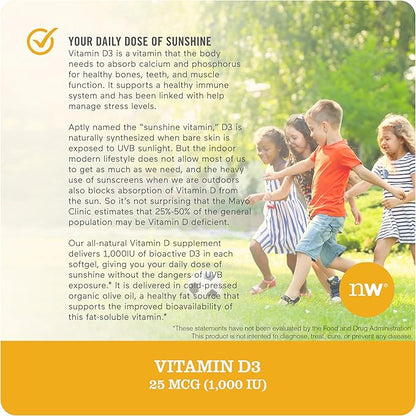 NatureWise Vitamin D3 1000iu (25 mcg) 1-Year Supply for Immune Support, Healthy Muscle Function, and Bone Health - Non-GMO, Gluten Free in Organic Extra Virgin Olive Oil, (Mini Softgel), 360 Count