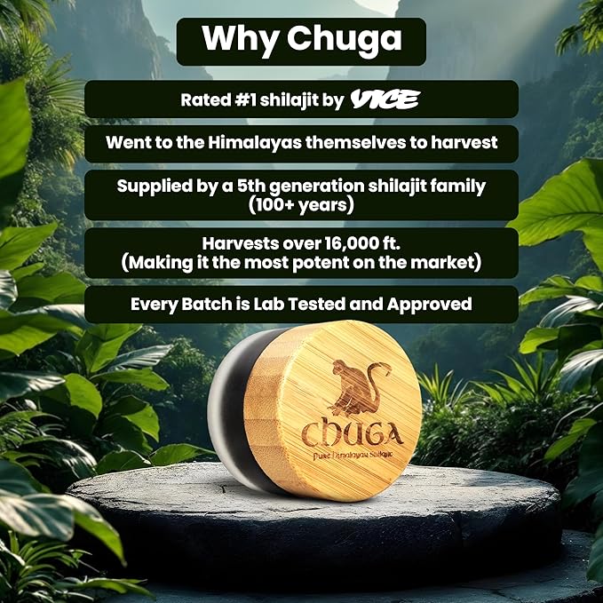 Chuga Pure Himalayan Shilajit for Men & Women | Organic Shilajit Harvested 16,000 Feet | Lab Tested in USA, 74+ Fulvic Acid, Grade A, Immune Booster, Shilajit Resin 35 Grams, 175 Servings (Pack of 1)
