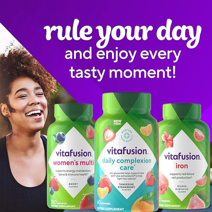 vitafusion Daily Complexion Care (1), Beauty Supplement Helps Support Clear Skin (1) (2) with Zinc Gluconate, Plus Vitamins E & C, Tangerine Strawberry Flavor, 60 Count