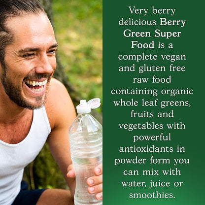 Berry Greens Superfood Powder, Organic Green Powder with Enzymes, Probiotics, Antioxidants, and Vitamins, Vegan Green Juice Mix, 240 Grams