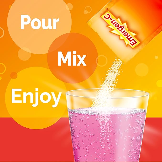 Emergen-C 1000mg Vitamin C Powder, with Antioxidants, B Vitamins and Electrolytes, Immunity Supplements for Immune Support, Caffeine Free Fizzy Drink Mix, Pink Lemonade Flavor - 30 Count