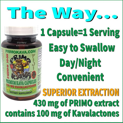 Kava Capsules | Authentic Kava Kava from Fiji | Fast Acting Kava Extract | 100mg of Kavalactones | Adaptogenic Experience | 30 Count