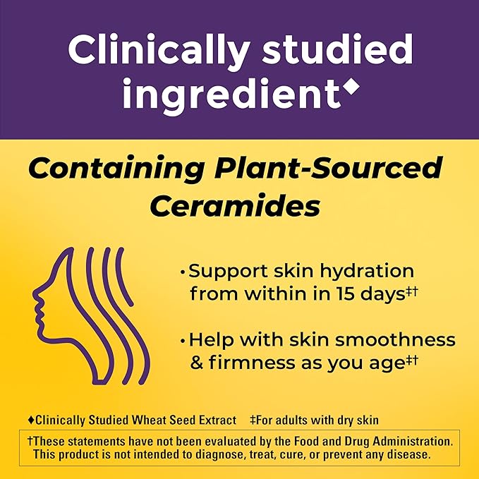 Nature Made Skin Hydration Gummies Plus Plant-Sourced Ceramides, Support Healthy Skin As You Age, with Biotin & Vitamin C, 50 Gummies, 25 Day Supply