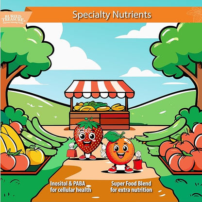 Buried Treasure Children’s Daily Liquid Multivitamin - 16 oz, 16 servings, Orange Mango Flavor, Supports Kids with Essential Nutrients & Minerals