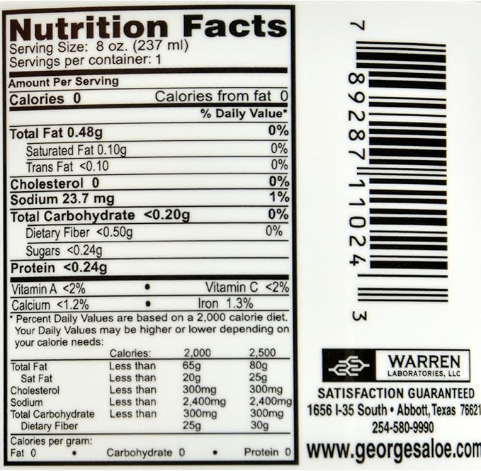 Georges Aloe Vera - 8 fl oz - 100% Aloe Vera - Bitter Free - Free Of Preservatives