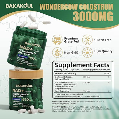 NAD Supplement - Liposomal Nicotinamide Riboside, Resveratrol, Quercetin, NAD Nicotinamide Riboside Resveratrol 900mg, NAD+ Supplement for Men and Women, 80 Capsules 9 Pack