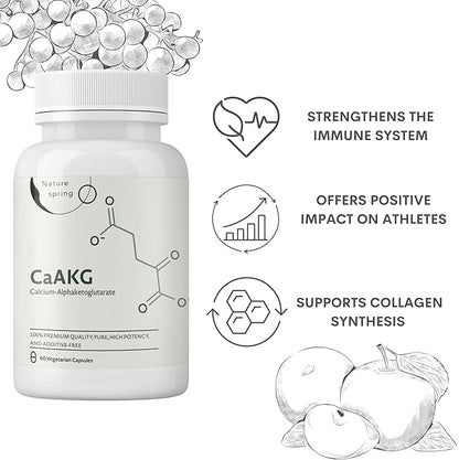 CaAKG Supplement (Alpha Ketoglutarate) (1,000 mg per 2 Capsule Serving, 60 Capsules). Supports Cellular Energy