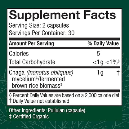 Host Defense Chaga Capsules - Immune System Support Supplement - Chaga Mushroom Capsules for Antioxidant Activity Support - Dietary Mushroom Supplement - 60 Capsules (30 Servings)*