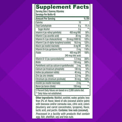 Vitafusion Women’s Sugar Free Daily Multivitamin Supplement, Keto Diet Friendly Adult Gummy Vitamin for Energy, Bone & Immune Support*, 90 Count