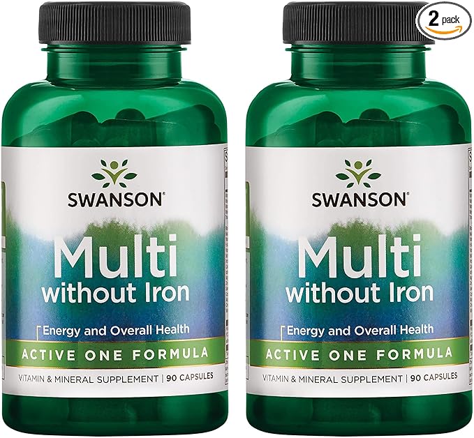 Swanson Active One Multivitamin Without Iron 90 Capsules (2 Pack)