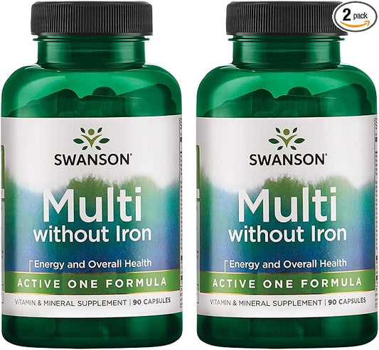 Swanson Active One Multivitamin Without Iron 90 Capsules (2 Pack)