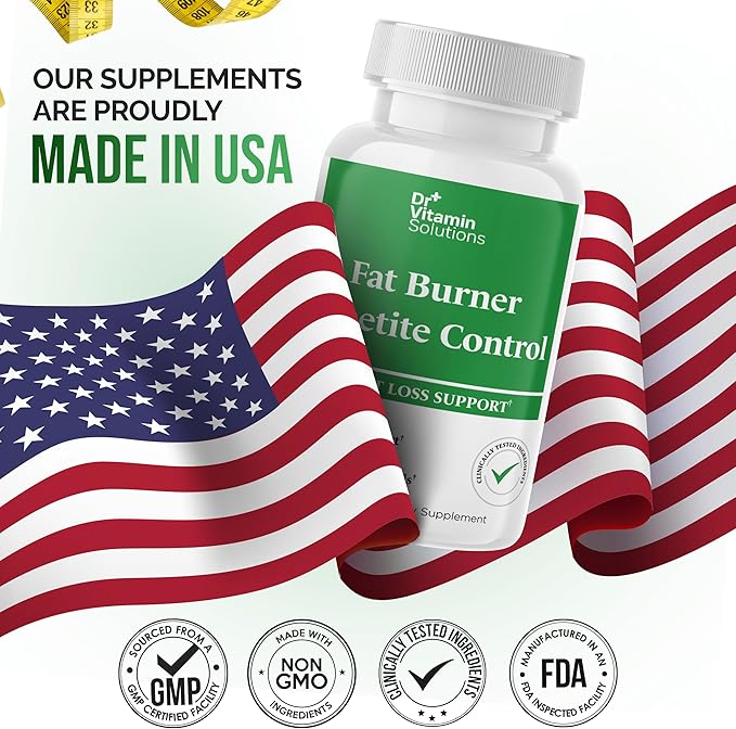 Dr. Vitamin Fat Burner & Appetite Control Weight Loss Supplements for Women & Men - Metabolism Booster w/L-Carnitine, CLA, Chromium - Appetite Suppressant for Weight Loss - 60 Belly Fat Diet Pills