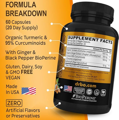 DR. BO Glucosamine Chondroitin & Turmeric Ginger Supplement