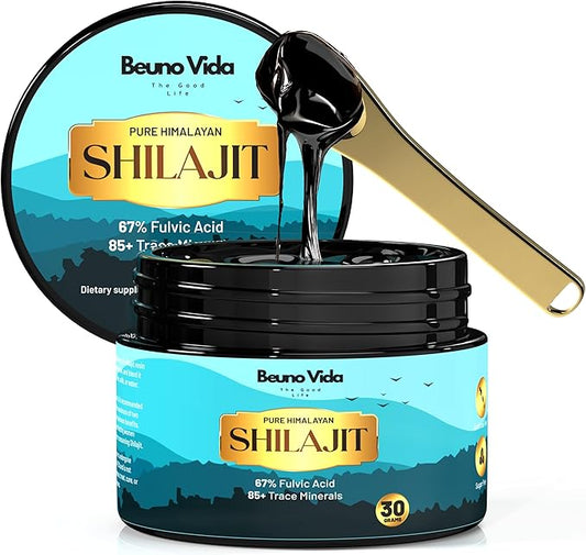 Himalayan Organic Shilajit Resin for Men & Women | High Potency 500mg | Lab-Tested Gold Grade Shilajit with 85+ Trace Minerals & 67%+ Fulvic Acid for Energy, Strength & Immune Support – 30g