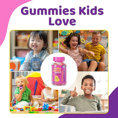 Squiggles Sniffle Berries Elderberry Gummies with Bee Propolis & Echinacea, Kids Immune Booster, Propolis Gummies for Health, Toddler Vitamins for Immune Support, Tasty Chewy Gummy (100 Count)