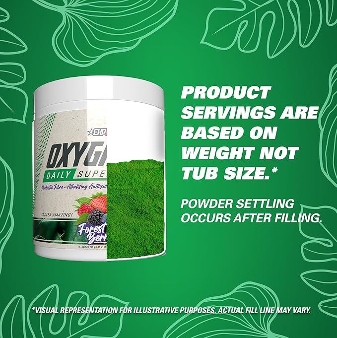 EHP Labs OxyGreens Super Greens Powder - Daily Greens Spirulina, Greens Superfood Powder & Greens Supplements Powder, Supergreens Antioxidants & Immunity Support, 30 Serves (Forest Berries)