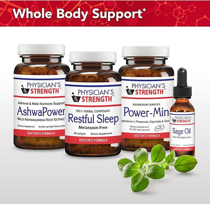 Physician's Strength AshwaPower - 2 fl oz - Wild Ashwagandha Root Extract - Supports Overall Health & Energy - 86 Servings