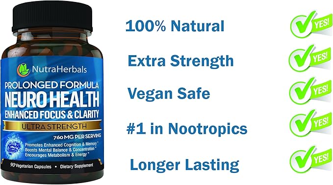 Brain Booster Supplement -90 Day Supply- Nootropics Mental Clarity, Memory & Focus. Scientifically Formulated for Prolonged Performance - DMAE, Bacopa Monnieri, Rhodiola Rosea.