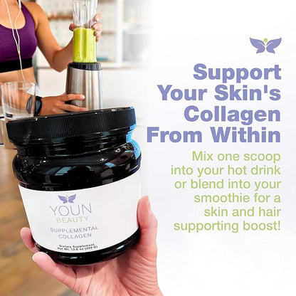 YOUN Beauty Supplemental Collagen Powder by Holistic Plastic Surgeon Dr. Anthony Youn, 30 Servings (Unflavored) – Fortigel, Fortibone & Verisol Multi-Collagen Peptides for Skin Health