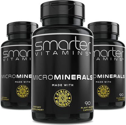 (3 Bottles) 15mg Zinc Glycinate from Albion® 6 Essential Trace Bisglycinate Minerals, Manganese, Boron, Chromium, Selenium, Molybdenum Supplement 90 Plant-Based Vegan Capsules