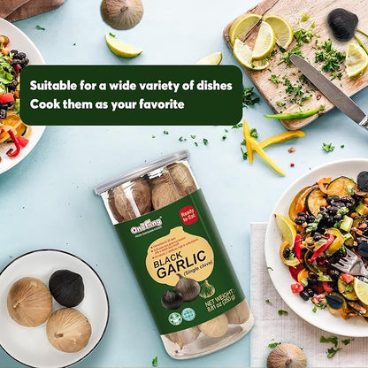 ONETANG Black Garlic 250g, Whole Black Garlic Fermented for 90 days, 0 additives, high in antioxidants 8.81 oz（pack of 2）