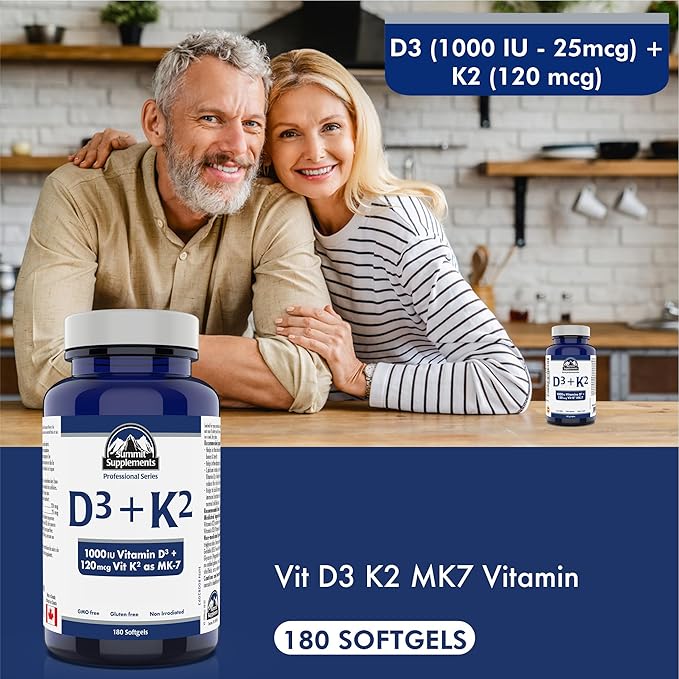 Summit Supplements - Vitamin D3 K2, 180 Softgels - Formulated to Help You Maintain Healthy Bones, Teeth and Muscles - Support Body Calcium Absorption and Reduce Risk of Fractures